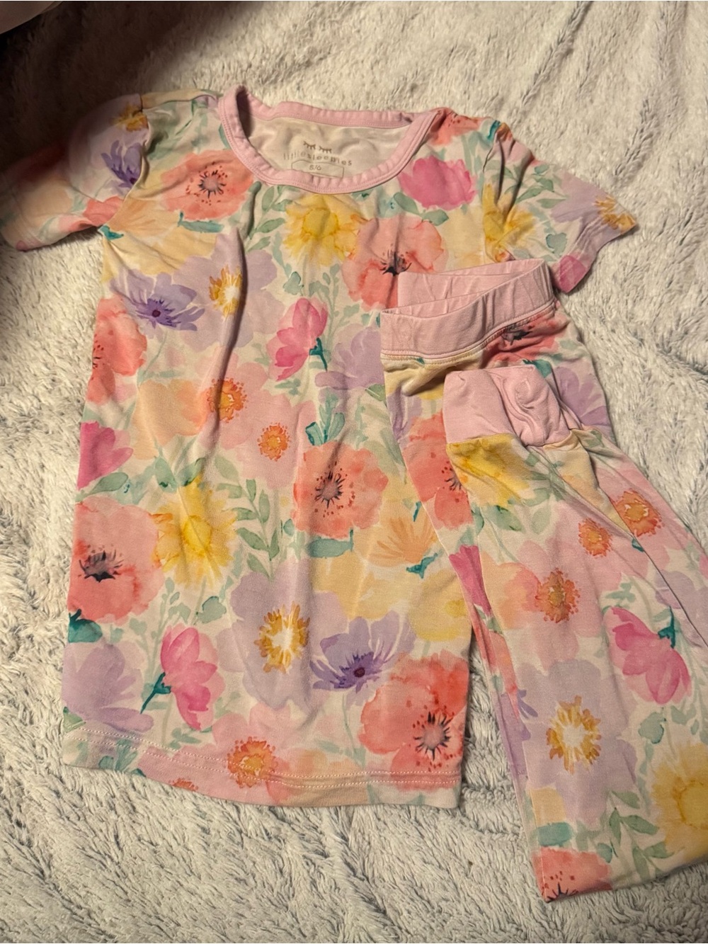 Little Sleepies Girls 5/6 Floral Two Piece Pajama Set